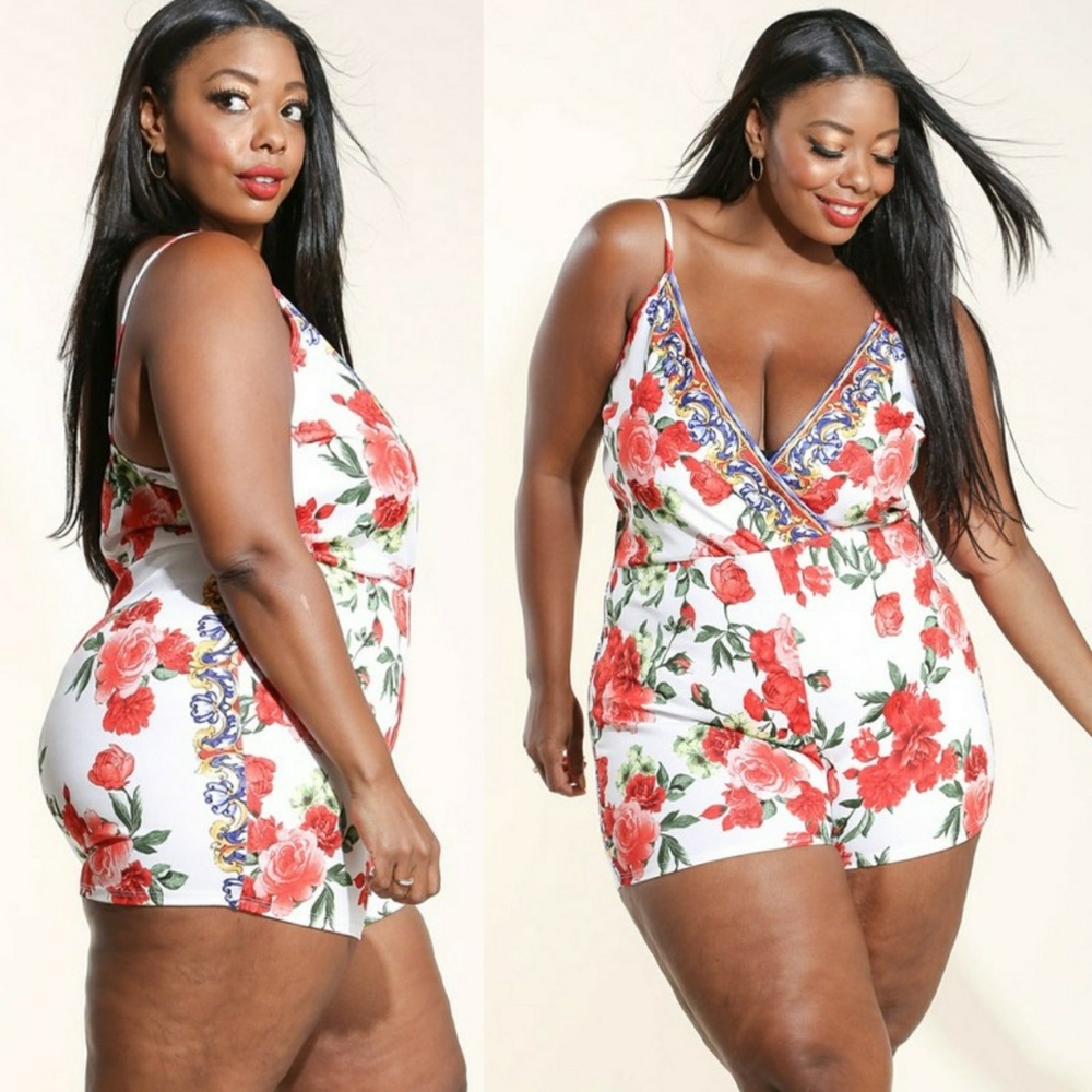 NEW PLUS SUMMER FLORAL TANK ROMPER 123 XL - Picture 2 of 8